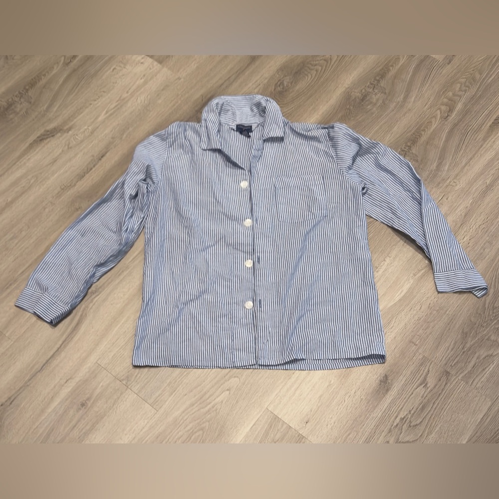 Saddlebred Mens Blue Striped Long Sleeve Classic Fit Shirt Size M